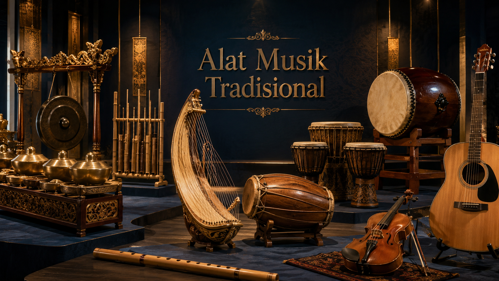 Ensiklopedia alat musik tradisional Indonesia dan dunia dengan beragam instrumen musik