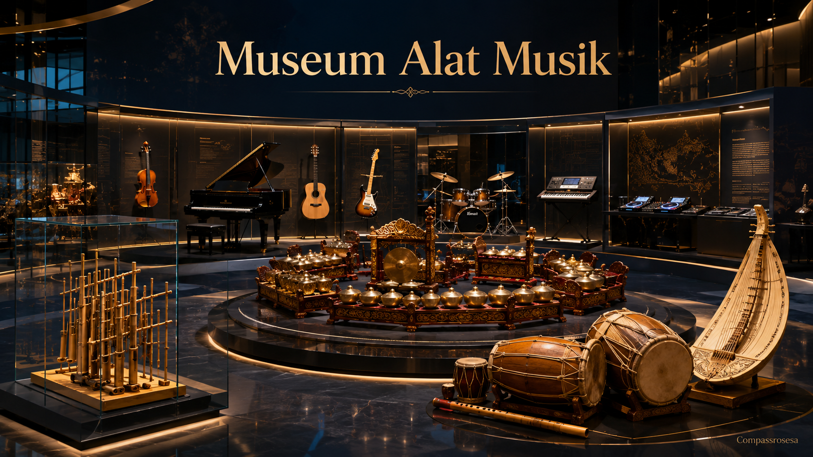 Museum alat musik digital dengan koleksi instrumen tradisional, klasik, dan modern