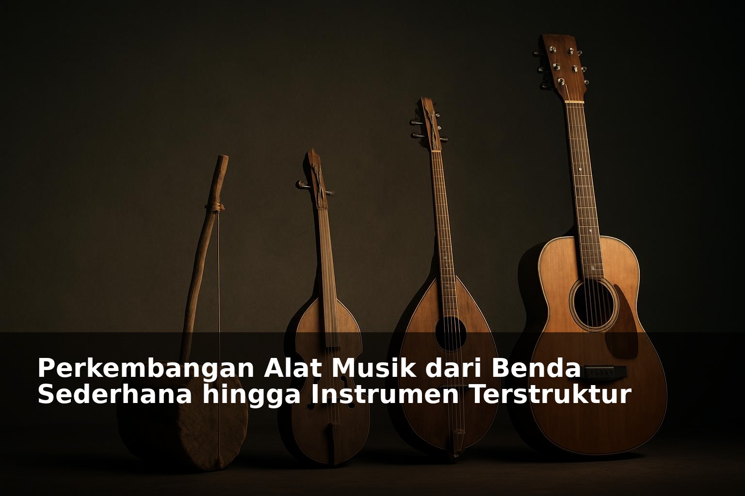 Ilustrasi perkembangan alat musik dari benda sederhana hingga instrumen terstruktur