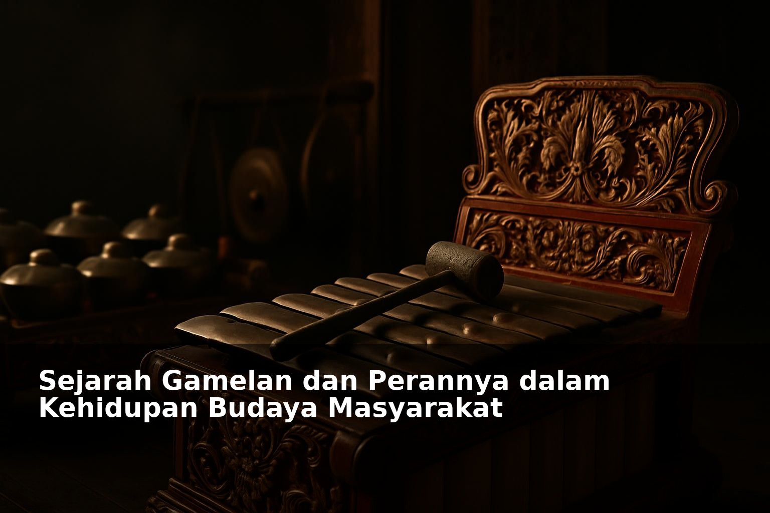 Alat musik gamelan tradisional dengan latar budaya Indonesia