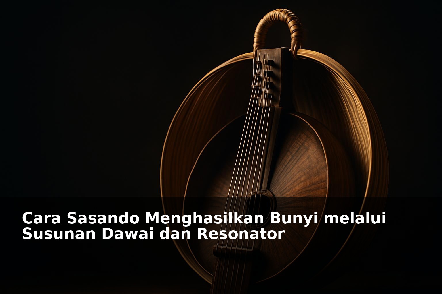 Sasando tradisional dengan fokus pada dawai dan resonator